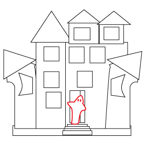 How to draw a Halloween Haunted House step 5
